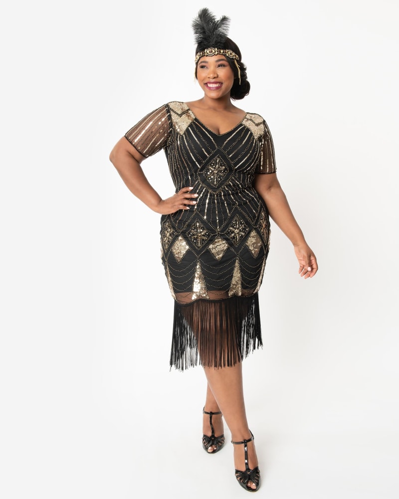 Gold sequin flapper dress top